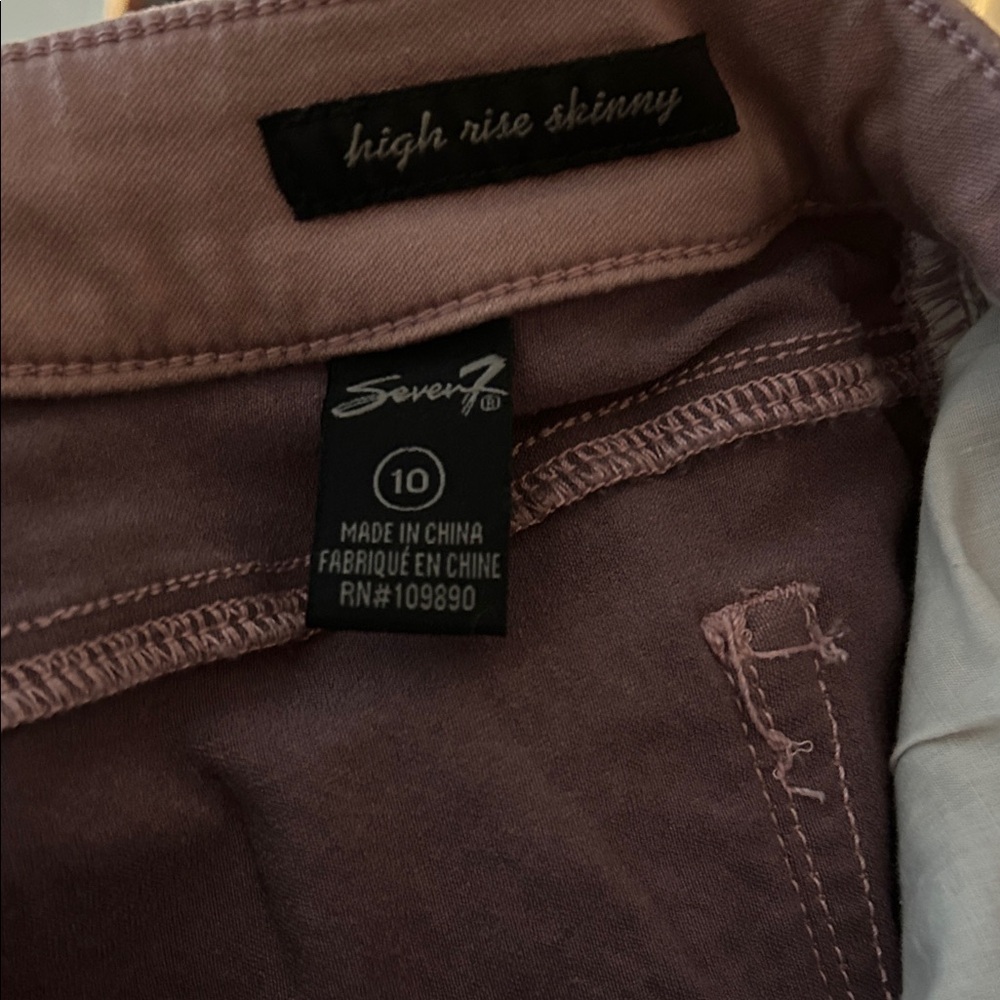 Seven7 Women's High Rise Skinny Jeans - Mauve - Picture 3 of 6